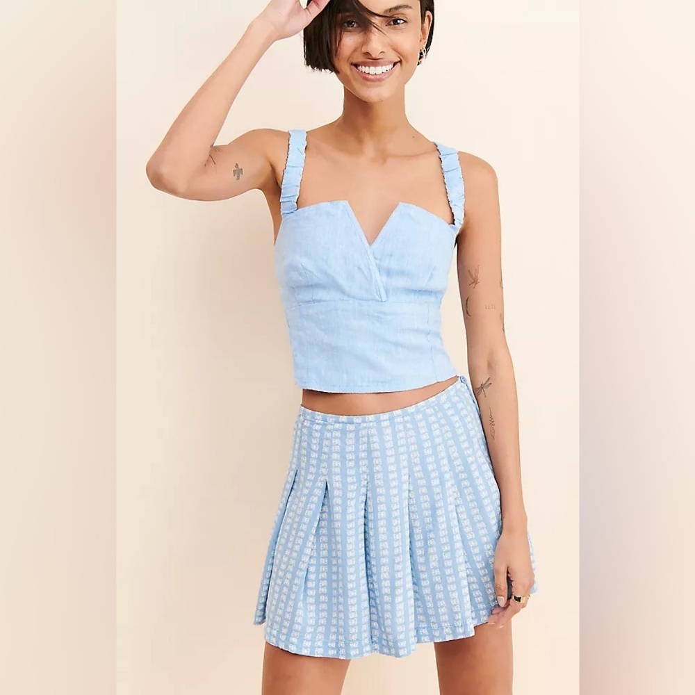 ‼️RARE‼️🎸ANTHROPOLOGIE🎸🔥NWT🔥Utility Linen Corset Top in Blue— S - Picture 6 of 14